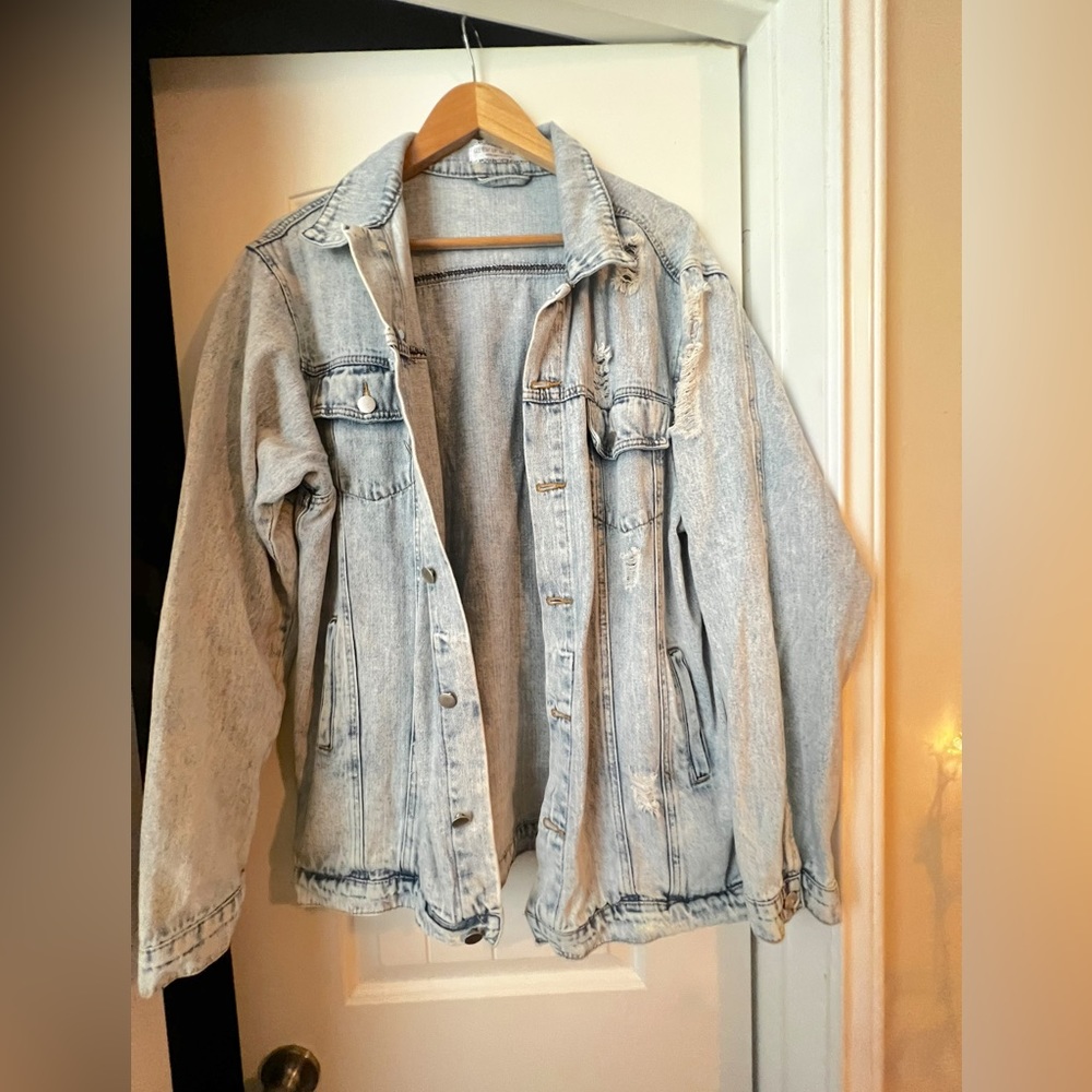 Giddy Up Glamour Distressed Jean Jacket